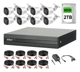 Kit Videovigilancia Cronos 8 Cámaras Dahua Metálicas Bala B2a51 5mp + Cables + HDD 2TB + Accesorios - Kit Cctv B2A51-LOW-CC (dvr Xvr1b08h-i Circuito Cerrado)
