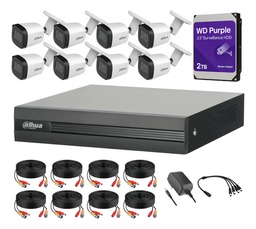 Kit Videovigilancia Cronos 8 Cámaras Dahua Metálicas Bala B2a51 5mp + Cables + HDD WESTERN DIGITAL 2TB + Accesorios - Kit Cctv B2A51-LOW-CC (dvr Xvr1b08h-i Circuito Cerrado)