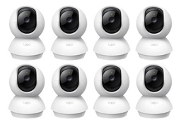 Kit Videovigilancia Cronos 8 cámaras TAPO C200C giro 360° audio bidireccional detección de movimiento control por voz visión nocturna modo privacidad + MicroSD 64GB + Accesorios - kit CCTV
