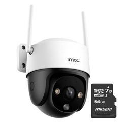 Kit Cronos Cámara de Seguridad Exterior Imou DK7 3MP Wi-Fi 6 + Microsd 64GB - IP66 360° Pan/Tilt Visión Nocturna Color 24/7 Audio Bidireccional Detección Humana Smart Tracking Alarma Activa – CCTV