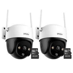 Kit Cronos 2 Cámaras de Seguridad Exterior Imou DK7 3MP Wi-Fi 6 + Microsd 64GB - IP66 360° Pan/Tilt Visión Nocturna Color 24/7 Audio Bidireccional Detección Humana Smart Tracking Alarma Activa – CCTV