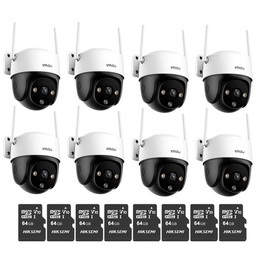 Kit Cronos 8 Cámaras de Seguridad Exterior Imou DK7 3MP Wi-Fi 6 + Microsd 64GB - IP66 360° Pan/Tilt Visión Nocturna Color 24/7 Audio Bidireccional Detección Humana Smart Tracking Alarma Activa – CCTV