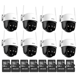Kit Cronos 8 Cámaras de Seguridad Exterior Imou DK7 3MP Wi-Fi 6 + Microsd 128GB - IP66 360° Pan/Tilt Visión Nocturna Color 24/7 Audio Bidireccional Detección Humana Smart Tracking Alarma Activa – CCTV