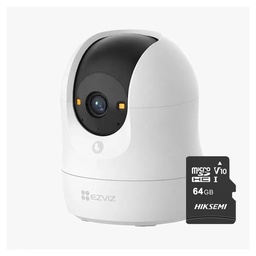 Kit Cronos Cámara de Seguridad Ezviz CS-C6N-G1-8MP WiFi + MicroSD 64GB | Cámara IP Interior 8MP 4K, Visión 360°, Seguimiento Inteligente, Audio Bidireccional, Visión Nocturna, Detección de Movimiento
