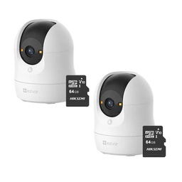 Kit Cronos 2 Cámaras de Seguridad Ezviz CS-C6N-G1-8MP WiFi + MicroSD 64GB | Cámara IP Interior 8MP 4K, Visión 360°, Seguimiento Inteligente, Audio Bidireccional, Visión Nocturna, Detección de Movimiento