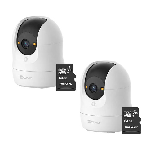 Kit Cronos 2 Cámaras de Seguridad Ezviz CS-C6N-G1-8MP WiFi + MicroSD 64GB | Cámara IP Interior 8MP 4K, Visión 360°, Seguimiento Inteligente, Audio Bidireccional, Visión Nocturna, Detección de Movimiento