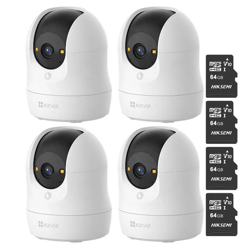 Kit Cronos 4 Cámaras de Seguridad Ezviz CS-C6N-G1-8MP WiFi + MicroSD 64GB | Cámara IP Interior 8MP 4K, Visión 360°, Seguimiento Inteligente, Audio Bidireccional, Visión Nocturna, Detección de Movimiento