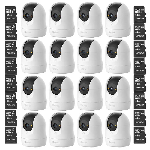 Kit Cronos 16 Cámaras de Seguridad Ezviz CS-C6N-G1-8MP WiFi + MicroSD 64GB | Cámara IP Interior 8MP 4K, Visión 360°, Seguimiento Inteligente, Audio Bidireccional, Visión Nocturna, Detección de Movimiento