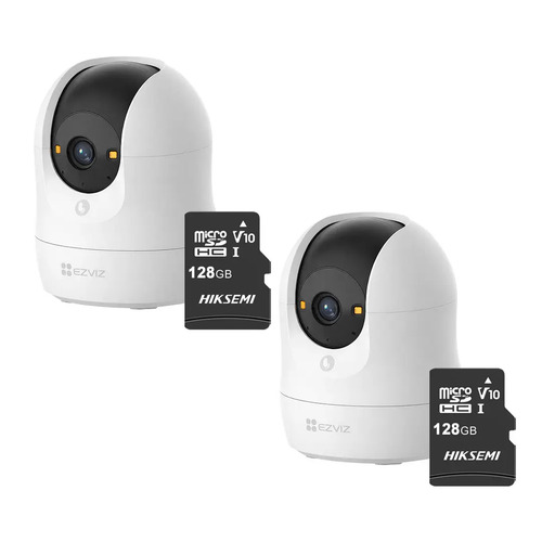 Kit Cronos 2 Cámaras de Seguridad Ezviz CS-C6N-G1-8MP WiFi + MicroSD 128GB | Cámara IP Interior 8MP 4K, Visión 360°, Seguimiento Inteligente, Audio Bidireccional, Visión Nocturna, Detección de Movimiento