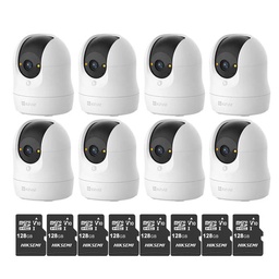 Kit Cronos 8 Cámaras de Seguridad Ezviz CS-C6N-G1-8MP WiFi + MicroSD 128GB | Cámara IP Interior 8MP 4K, Visión 360°, Seguimiento Inteligente, Audio Bidireccional, Visión Nocturna, Detección de Movimiento