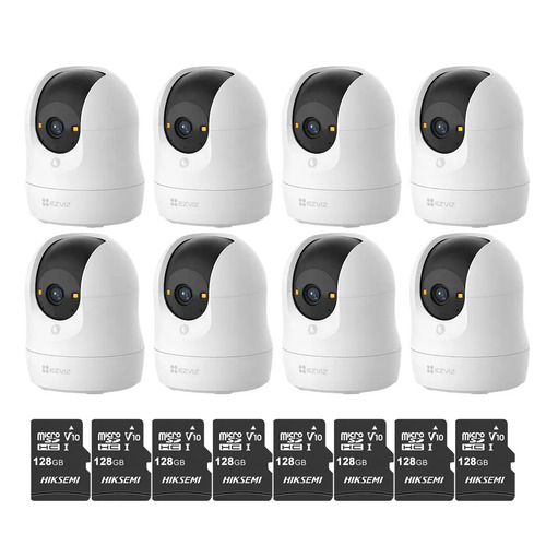 Kit Cronos 8 Cámaras de Seguridad Ezviz CS-C6N-G1-8MP WiFi + MicroSD 128GB | Cámara IP Interior 8MP 4K, Visión 360°, Seguimiento Inteligente, Audio Bidireccional, Visión Nocturna, Detección de Movimiento