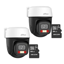 Kit Cronos 2 Cámaras Dahua IP DH-P3I-PV 3MP WiFi Exterior + MicroSD 64GB | Visión Nocturna a Color 30m Detección Humana y Vehicular Audio Bidireccional Alarma Luz y Sonido IP66 – CCTV
