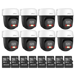 Kit Cronos 8 Cámaras Dahua IP DH-P3I-PV 3MP WiFi Exterior + MicroSD 64GB | Visión Nocturna a Color 30m Detección Humana y Vehicular Audio Bidireccional Alarma Luz y Sonido IP66 – CCTV