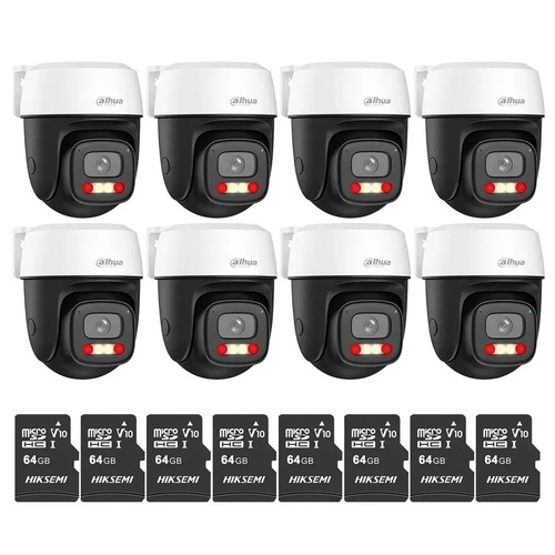 Kit Cronos 8 Cámaras Dahua IP DH-P3I-PV 3MP WiFi Exterior + MicroSD 64GB | Visión Nocturna a Color 30m Detección Humana y Vehicular Audio Bidireccional Alarma Luz y Sonido IP66 – CCTV