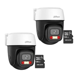 Kit Cronos 2 Cámaras Dahua IP DH-P3I-PV 3MP WiFi Exterior + MicroSD 128GB | Visión Nocturna a Color 30m Detección Humana y Vehicular Audio Bidireccional Alarma Luz y Sonido IP66 – CCTV