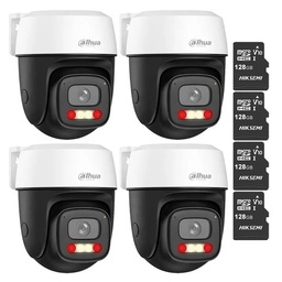 Kit Cronos 4 Cámaras Dahua IP DH-P3I-PV 3MP WiFi Exterior + MicroSD 128GB | Visión Nocturna a Color 30m Detección Humana y Vehicular Audio Bidireccional Alarma Luz y Sonido IP66 – CCTV