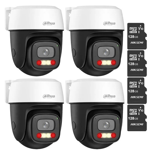 Kit Cronos 4 Cámaras Dahua IP DH-P3I-PV 3MP WiFi Exterior + MicroSD 128GB | Visión Nocturna a Color 30m Detección Humana y Vehicular Audio Bidireccional Alarma Luz y Sonido IP66 – CCTV
