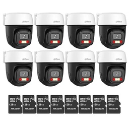 Kit Cronos 8 Cámaras Dahua IP DH-P3I-PV 3MP WiFi Exterior + MicroSD 128GB | Visión Nocturna a Color 30m Detección Humana y Vehicular Audio Bidireccional Alarma Luz y Sonido IP66 – CCTV