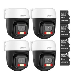 Kit Cronos 4 Cámaras Dahua IP DH-P5I-PV 5MP WiFi Exterior + MicroSD 64GB | Visión Nocturna a Color 30m Detección Humana y Vehicular Audio Bidireccional Alarma Luz y Sonido IP66 – CCTV