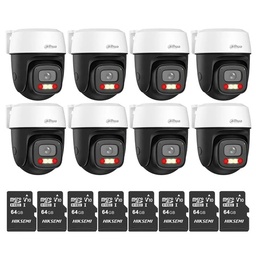 Kit Cronos 8 Cámaras Dahua IP DH-P5I-PV 5MP WiFi Exterior + MicroSD 64GB | Visión Nocturna a Color 30m Detección Humana y Vehicular Audio Bidireccional Alarma Luz y Sonido IP66 – CCTV