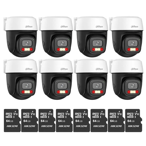 Kit Cronos 8 Cámaras Dahua IP DH-P5I-PV 5MP WiFi Exterior + MicroSD 64GB | Visión Nocturna a Color 30m Detección Humana y Vehicular Audio Bidireccional Alarma Luz y Sonido IP66 – CCTV