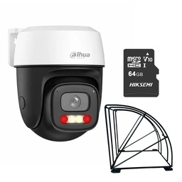 Kit Cronos Cámara Dahua IP DH-P5I-PV 5MP WiFi Exterior + MicroSD 64GB + Estuctura Metalica | Visión Nocturna a Color 30m Detección Humana y Vehicular Audio Bidireccional Alarma Luz y Sonido IP66 – CCTV