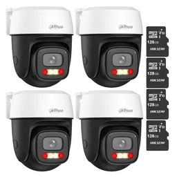 Kit Cronos 4 Cámaras Dahua IP DH-P5I-PV 5MP WiFi Exterior + MicroSD 128GB | Visión Nocturna a Color 30m Detección Humana y Vehicular Audio Bidireccional Alarma Luz y Sonido IP66 – CCTV