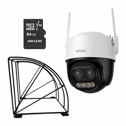 Kit Cronos 1 Cámara de Seguridad Imou Cruiser Z IPC-S7DN-5M0WEZ 5MP Dual Wifi + Memoria Micro SD 64GB + Protección Antivandalica - Visión Nocturna Color 56Mts Zoom12X / Audio Bidireccional y Detección Humana/Vehículos – Circuito Cerrado