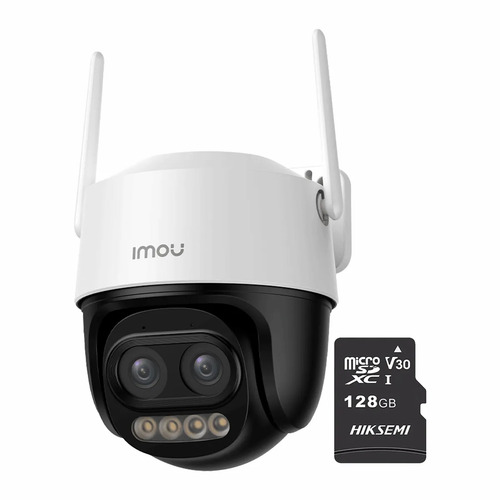 Kit Cronos 1 Cámara de Seguridad Imou Cruiser Z IPC-S7DN-5M0WEZ 5MP Dual Wifi + Memoria Micro SD 128GB - Visión Nocturna Color 56Mts Zoom12X / Audio Bidireccional y Detección Humana/Vehículos – Circuito Cerrado 