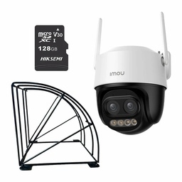 Kit Cronos 1 Cámara de Seguridad Imou Cruiser Z IPC-S7DN-5M0WEZ 5MP Dual Wifi + Memoria Micro SD 128GB + Protección Antivandalica - Visión Nocturna Color 56Mts Zoom12X / Audio Bidireccional y Detección Humana/Vehículos – Circuito Cerrado