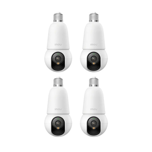 Kit cronos 4 cámaras IMOU BulbCam 3 Megapixeles IPC-K6C-3H1WEB Modo privacidad Detección de humanos & Vehículos Audio bidireccional video a color 24/7+ accesorios - KIt CCTV