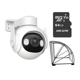 Kit cronos cámara de seguridad imou Cruiser 2 2k GS7EN-3M0WE IP WiFi video a Color 24/7 audio doble vía seguimiento y detección inteligente interiores/exteriores + Protección metálica + MicroSD 64 GB