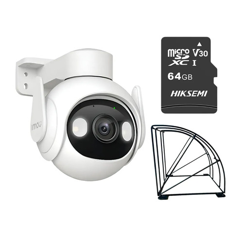 Kit cronos cámara de seguridad imou Cruiser 2 2k GS7EN-3M0WE IP WiFi video a Color 24/7 audio doble vía seguimiento y detección inteligente interiores/exteriores + Protección metálica + MicroSD 64 GB