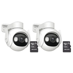 Kit cronos 2 cámaras de seguridad imou Cruiser 2 2k GS7EN-3M0WE IP WiFi video a Color 24/7 audio doble vía seguimiento y detección inteligente interiores/exteriores + 2 MicroSD 128 GB