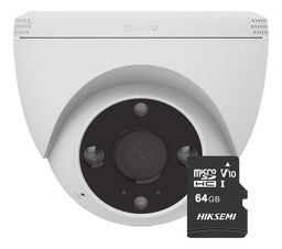 Ezviz Cámara Domo IP 3MP 2K CSH4-PLUS-64 Wi-Fi Sirena y Estrobo Audio de Dos Vías Notificación Push Audios Personalizables Ranura + Memoria MicroSD 64GB Para Uso en Exterior