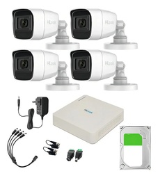 Hilook HL1080PS Kit de Camaras de Seguridad Exterior Con Micrófono Integrado + Disco Duro 2TB Modelo HLPS-PLUS-SC+2TB Video Vigilancia TurboHD 1080p CCTV 4 Cámaras Bala