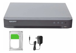 Epcom DVR 16 Canales TURBOHD + 8 Canales IP 4 Megapixel Con 1 Bahía para Disco Duro Con Audio por Coaxitron Evita Falsas Alarmas Y Salida de Video en Full HD + 500GB HDD