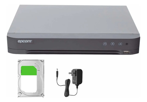 Epcom DVR 16 Canales TURBOHD + 8 Canales IP 4 Megapixel Con 1 Bahía para Disco Duro Con Audio por Coaxitron Evita Falsas Alarmas Y Salida de Video en Full HD + 500GB HDD