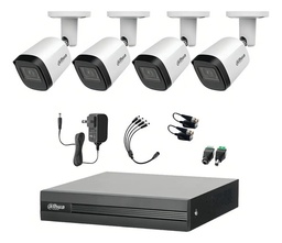 Dahua Kit CCTV de 4 Cámaras 2 Mp Metalicas + Transceptores Cámaras de Seguridad con Busqueda Inteligente de Alta Resolución Kit Video Vigilancia