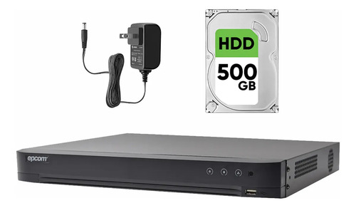 Epcom DVR 8 Canales 4K TurboHD + 8 Canales IP 8 Megapixel Tecnología Acusense Con Audio por Coaxitron 1 Bahía de Disco Duro 4 canales de audio Y 8 Entradas de Alarma 4 Salida de Alarma + 500GB HDD