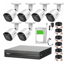 Dahua Kit CCTV de 6 Cámaras 2 Mp Metalicas + 2TB Disco Duro Cámaras de Seguridad con Busqueda Inteligente de Alta Resolución Kit Video Vigilancia DH-KIT6CH-MET2MP-PLUS42TB-CC