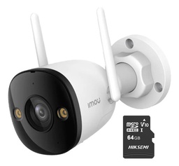 IMOU Cámara de seguridad IP Bullet Wifi 3 Mp IPC-S3EN-3M0WE-PLUS-64 Full Color IMOU Sense Visión Nocturna Inteligente Con MicroSD 64gb Audio Dos Vías Disuasión Activa 30 Mts IR Protección Exterior IP67 Máxima seguridad 3M0WE Detección de Humanos y vehículos