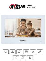 DAHUA VTH2621GW-P - Monitor IP Touch de 7 Pulgadas/ Serie Lite/ Blanco/ Poe Estandar/ 6&1 E&S de Alarmas/ Uso Interior/ Modo No Molestar/ H.265/ Soporta Hasta 4 Frentes de Calle y 4 Monitores Adicionales/  DHI-VTH2621GW-P