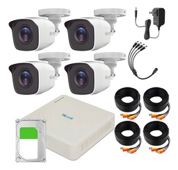 Kit Videovigilancia Hilook By Hikvision 4 Camaras 1mp + Hdd 500gb