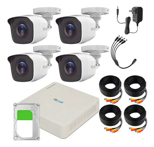 Kit Videovigilancia Hilook By Hikvision 4 Camaras 1mp + Hdd 500gb