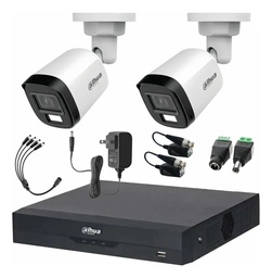 Kit Videovigilancia Cronos 2 Cámaras Dahua Bala HFW1500CMN 5mp con micrófono + baluns + Accesorios - Kit CCTV HFW1500CMN-ZERO-SC (DVR XVR5104HS Circuito Cerrado)