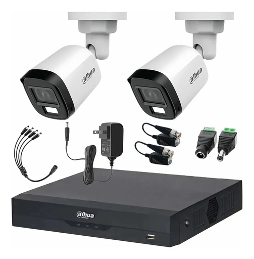 Kit Videovigilancia Cronos 2 Cámaras Dahua Bala HFW1500CMN 5mp con micrófono + baluns + Accesorios - Kit CCTV HFW1500CMN-ZERO-SC (DVR XVR5104HS Circuito Cerrado)