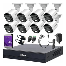 Kit Videovigilancia Cronos 8 Cámaras Dahua Bala HFW1500CMN 5mp con micrófono + HDD 6 TB WD purple + baluns + Accesorios - Kit CCTV HFW1500CMN-HIGH-SC (DVR XVR5108HS Circuito Cerrado)