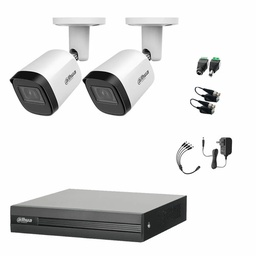 Kit Videovigilancia Cronos 2 Cámaras Dahua Bala Metalica B2A21N-U 2MP + Baluns + Accesorios - Kit CCTV B2A21N-ZERO-SC (DVR Dahua DH-XVR1B04-I Circuito Cerrado)