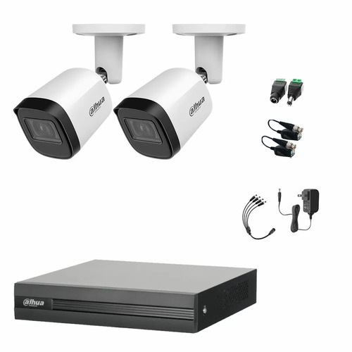 Kit Videovigilancia Cronos 2 Cámaras Dahua Bala Metalica B2A21N-U 2MP + Baluns + Accesorios - Kit CCTV B2A21N-ZERO-SC (DVR Dahua DH-XVR1B04-I Circuito Cerrado)